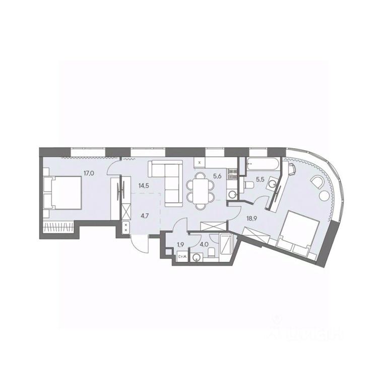 2-BD Apartment Sale, 72.1平方米 at Ново-Переделкино, Zapadniy Administrative District, Moscow, Russia #1 2-BD Apartment Sale, 72.1平方米 at Ново-Переделкино, Zapadniy Administrative District, Moscow, Russia #1