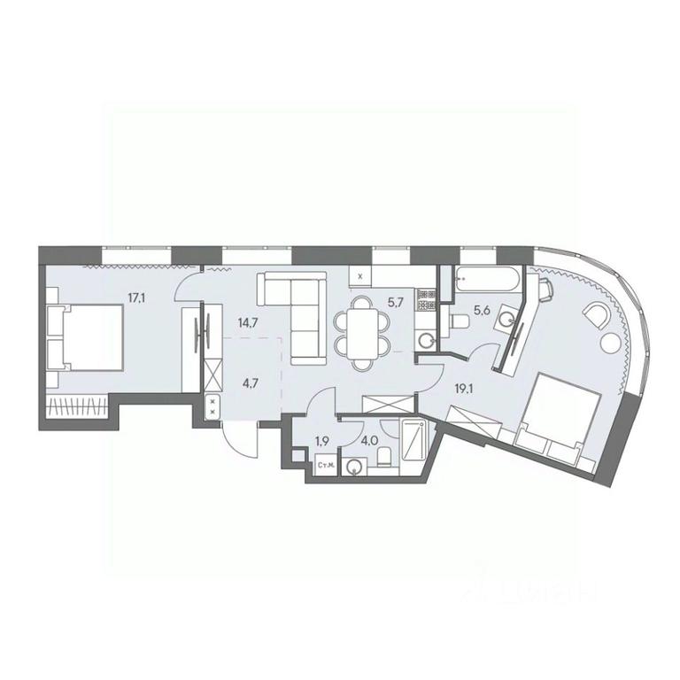 2-BD Apartment Sale, 72.8平方米 at Ново-Переделкино, Zapadniy Administrative District, Moscow, Russia #1 2-BD Apartment Sale, 72.8平方米 at Ново-Переделкино, Zapadniy Administrative District, Moscow, Russia #1