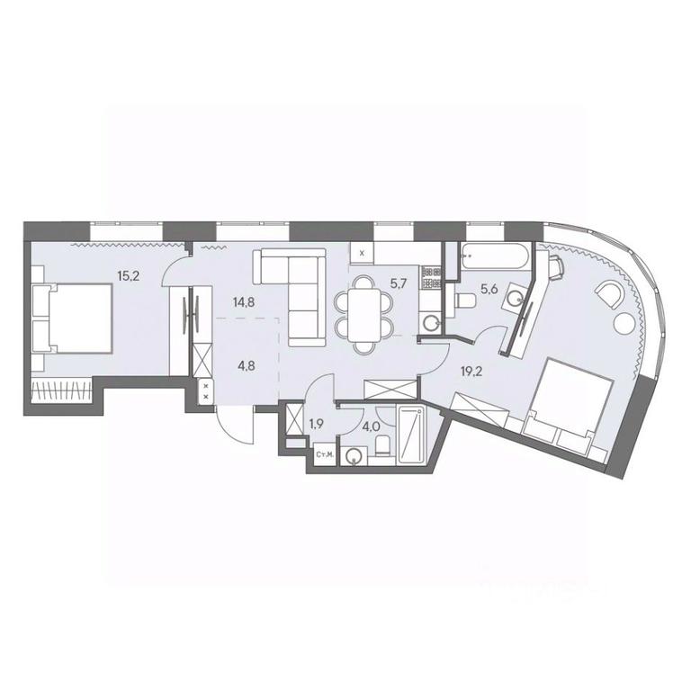 2-BD Apartment Sale, 71.2 sq. m. at Ново-Переделкино, Zapadniy Administrative District, Moscow, Russia #1 2-BD Apartment Sale, 71.2 sq. m. at Ново-Переделкино, Zapadniy Administrative District, Moscow, Russia #1