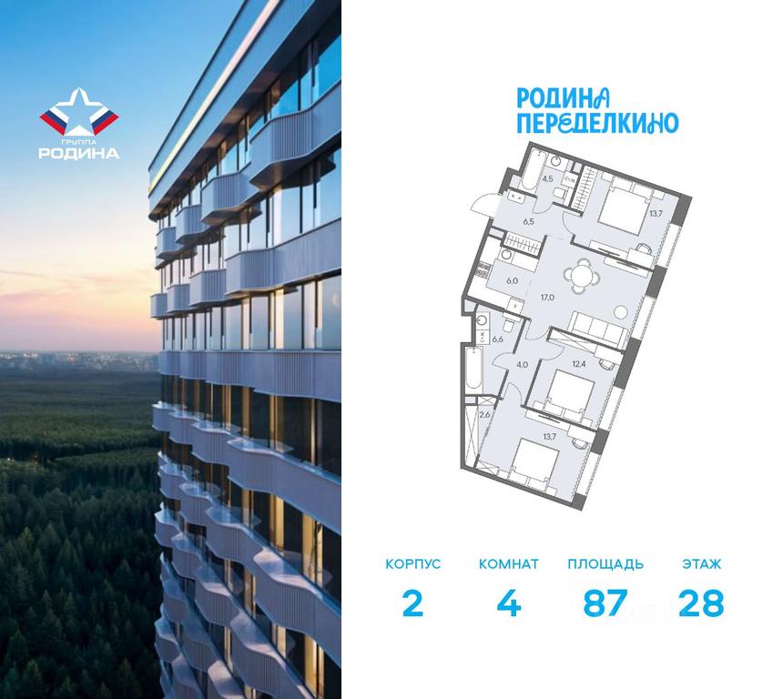 3-BD Apartment Sale, 87平方米 at Ново-Переделкино, Zapadniy Administrative District, Moscow, Russia #2