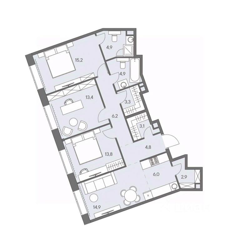 3-BD Apartment Sale, 93.4平方米 at Ново-Переделкино, Zapadniy Administrative District, Moscow, Russia #1