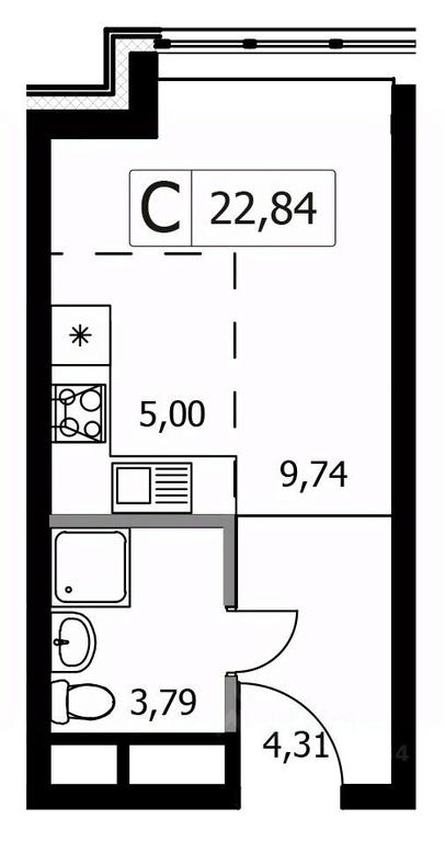 Apartment Sale, 22.84 sq. m. at Gorodskie istorii (Rasskazovka), Anny Akhmatovoy Street, Vnukovskoye Settlement, Moscow, Russia #1