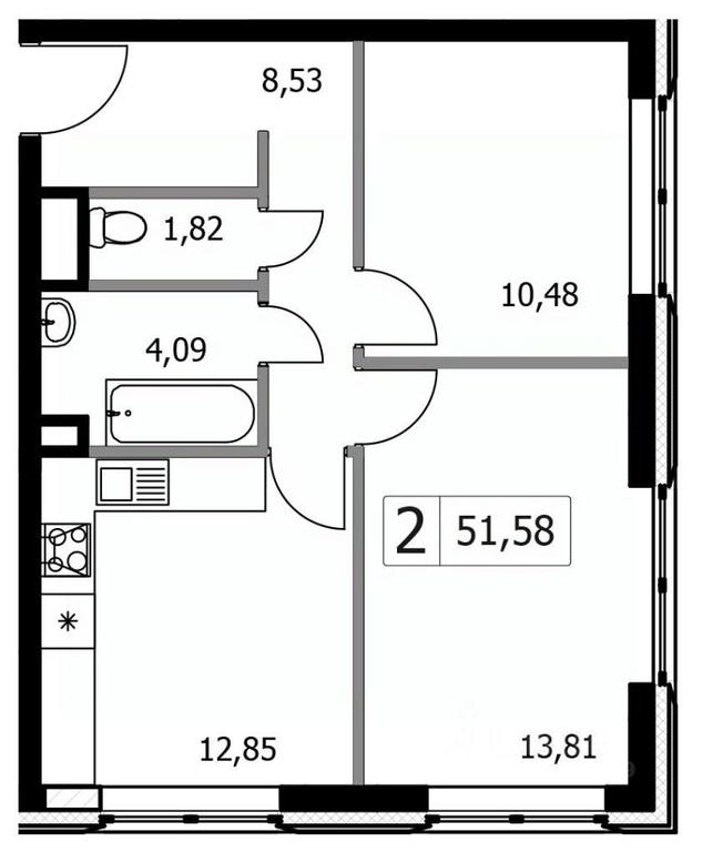 1-BD Apartment Sale, 51.58 sq. m. at Gorodskie istorii (Rasskazovka), Anny Akhmatovoy Street, Vnukovskoye Settlement, Moscow, Russia #1