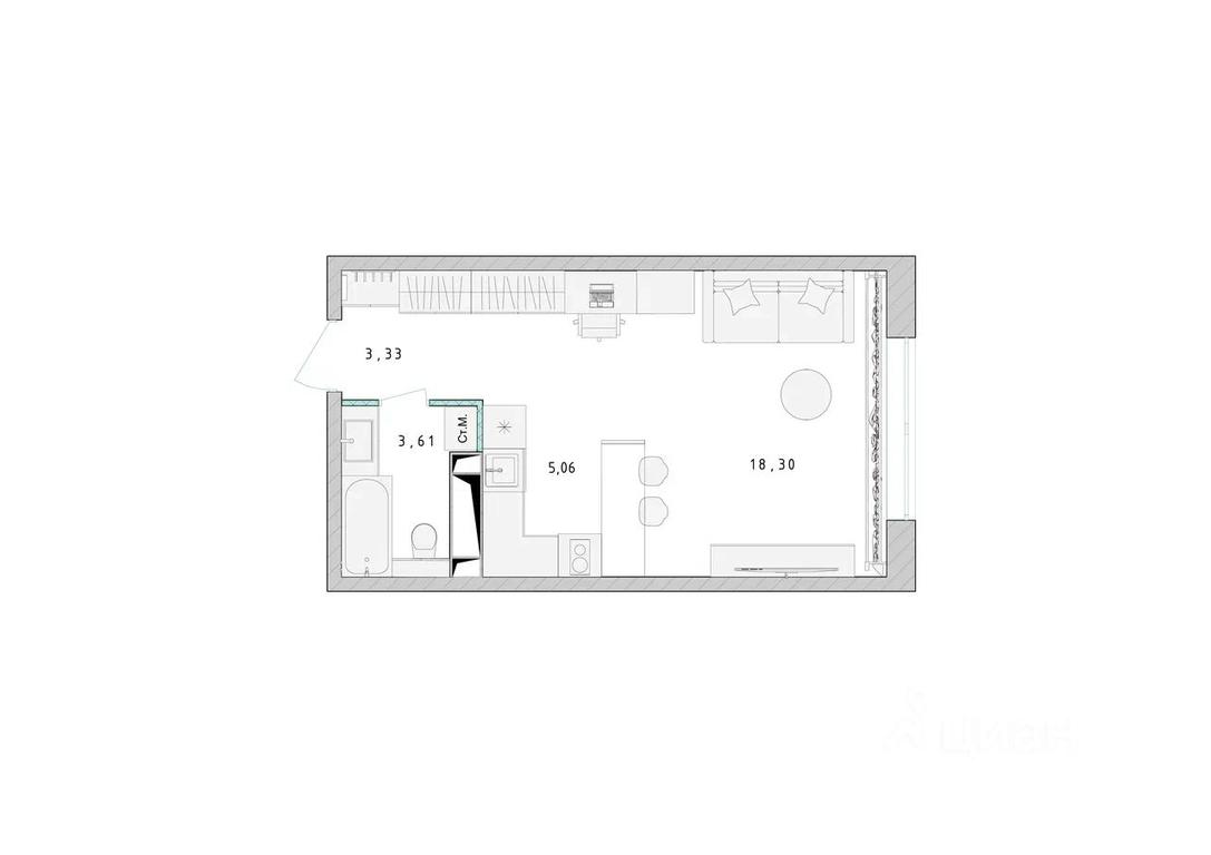 Apartment Sale, 30.4 sq. m. at Serebro, Yaroslavskoye shosse, Pushkino, Moscow Region, Russia #1