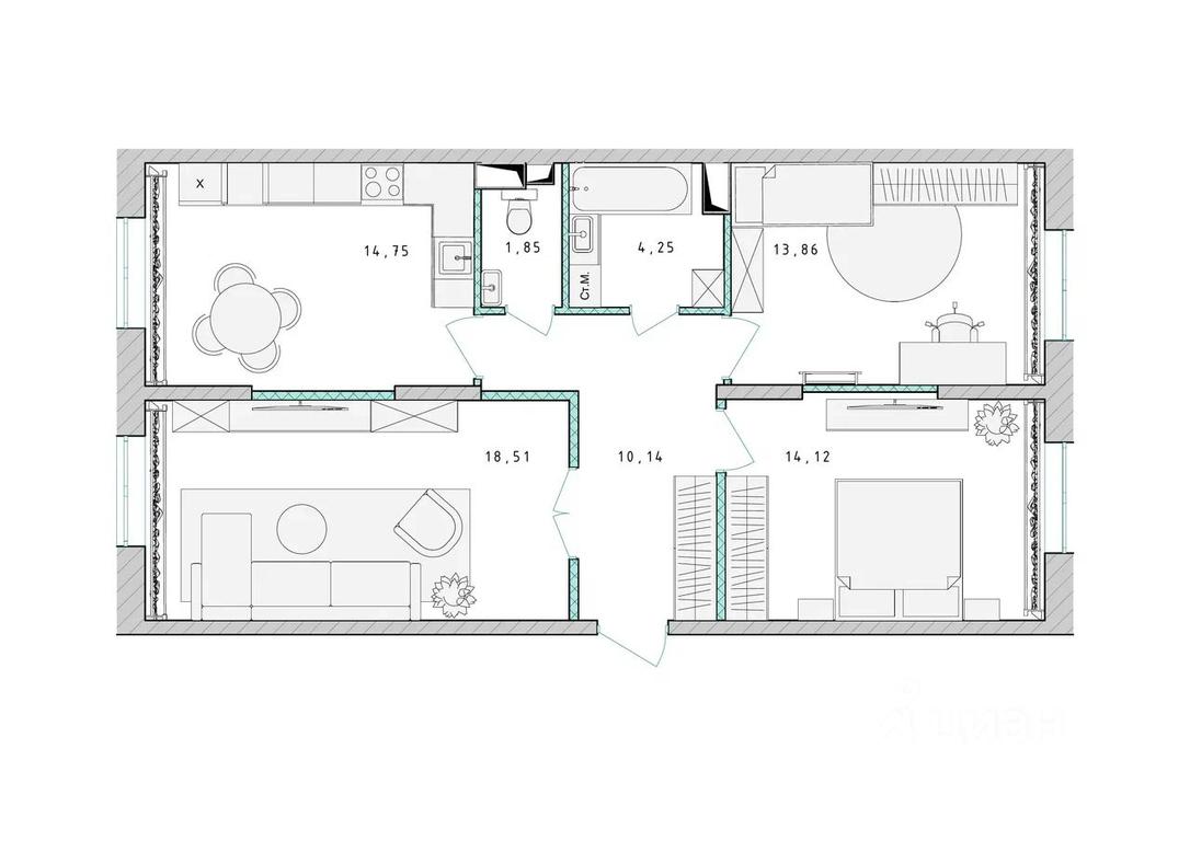 1-BD Apartment Sale, 57.7平方米 at Serebro, Yaroslavskoye shosse, Pushkino, Moscow Region, Russia #1 1-BD Apartment Sale, 57.7平方米 at Serebro, Yaroslavskoye shosse, Pushkino, Moscow Region, Russia #1