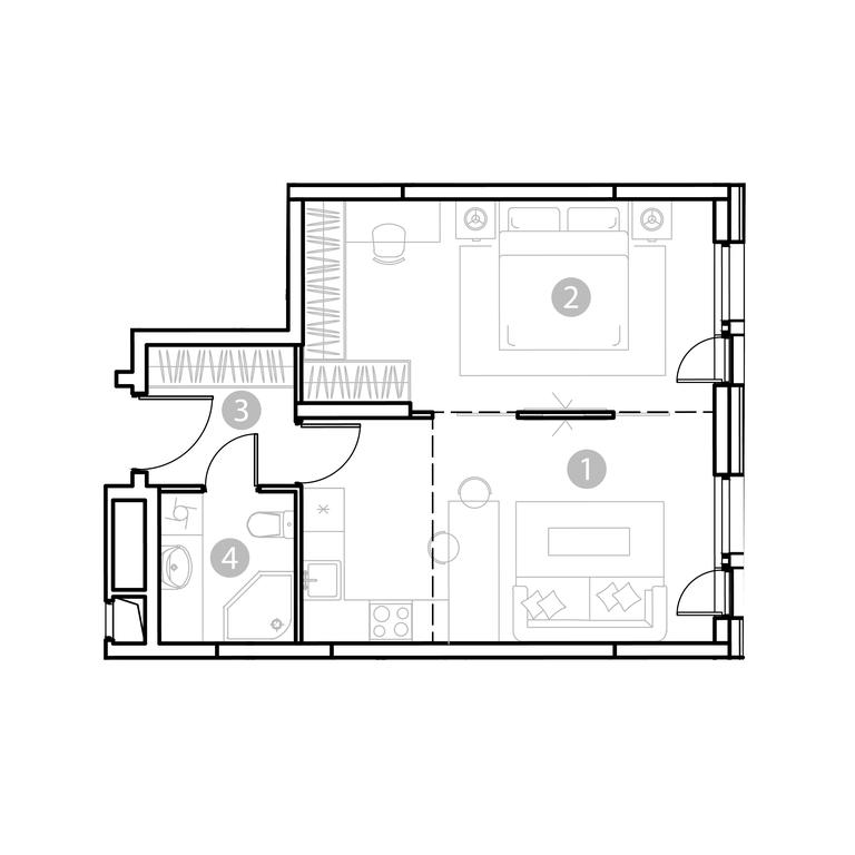 1-BD Apartment Sale, 43.25平方米 at EvoPark Izmaylovo, Elektrodnaya Street, Moscow, Russia #1