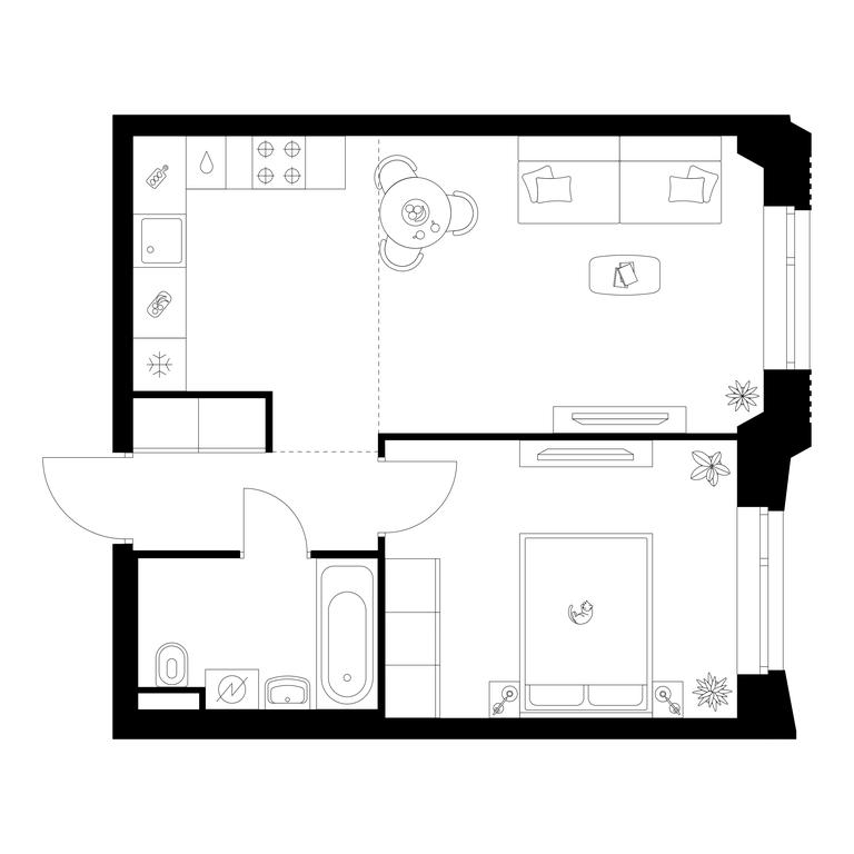 1-BD Apartment Sale, 45.1 sq. m. at Salarevo Park, Salaryevskaya Street, 8к1, Moskovskiy Settlement, Moscow, Russia #1