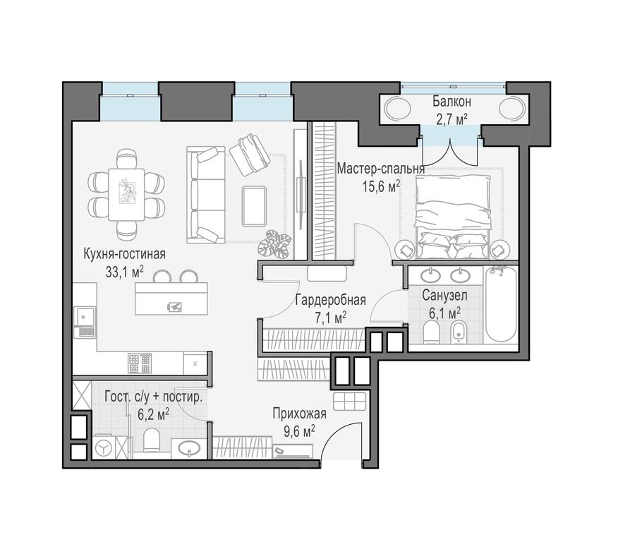 1-BD Apartment Sale, 79.1平方米 at Chistye Prudy, Potapovsky Lane, 5с4, Moscow, Russia #1