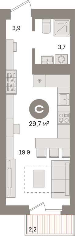 Apartment Sale, 29.7 sq. m. at Kvartal Izdanie, Perovskoye Highway, Moscow, Russia #1