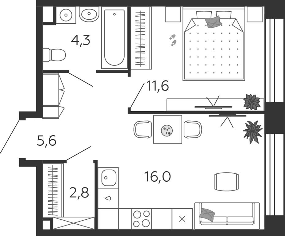 1-BD Apartment Sale, 40.3 sq. m. at Shagal, Автозаводская улица, 23, Москва, Россия #1