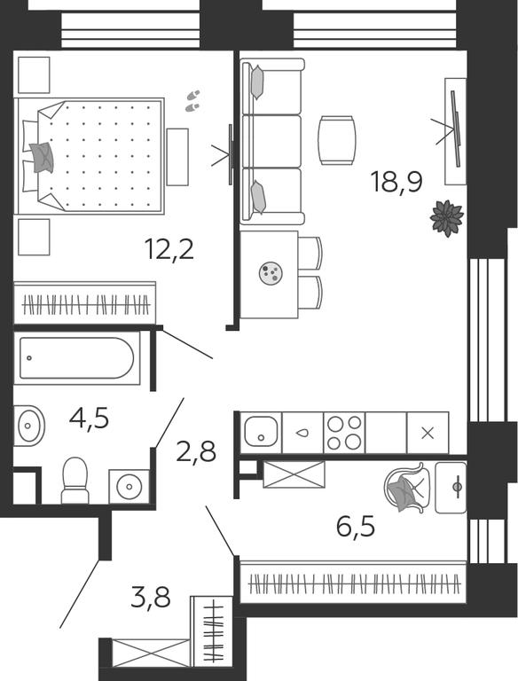 1-BD Apartment Sale, 48.7 sq. m. at Shagal, Автозаводская улица, 23, Москва, Россия #1