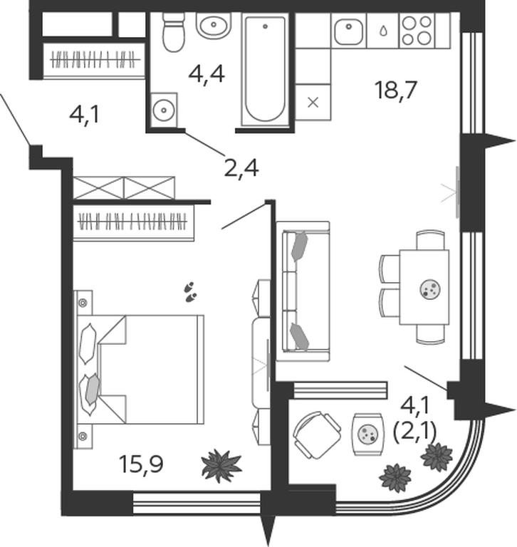 1-BD Apartment Sale, 47.6 sq. m. at Shagal, Автозаводская улица, 23, Москва, Россия #1 1-BD Apartment Sale, 47.6 sq. m. at Shagal, Автозаводская улица, 23, Москва, Россия #1