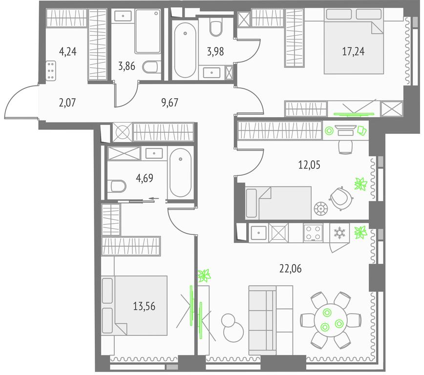 3-BD Apartment Sale, 93.47 sq. m. at Upside Towers, Ogorodny Drive, 4с1, Moscow, Russia #1 3-BD Apartment Sale, 93.47 sq. m. at Upside Towers, Ogorodny Drive, 4с1, Moscow, Russia #1