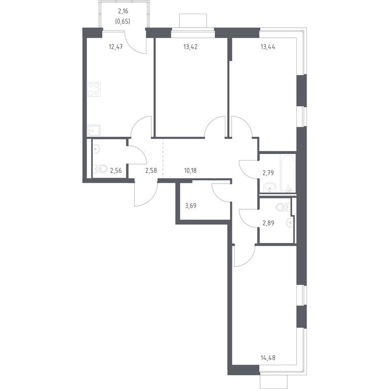 2-BD Apartment Sale, 79.15 sq. m. at Podolskie Kvartaly, zhiloy kompleks Podolskiye Kvartaly, Ryazanovskoe Settlement, Moscow, Russia #1