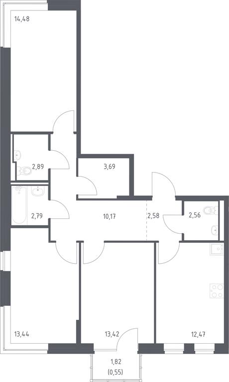 2-BD Apartment Sale, 79.04平方米 at Podolskie Kvartaly, zhiloy kompleks Podolskiye Kvartaly, Ryazanovskoe Settlement, Moscow, Russia #1 2-BD Apartment Sale, 79.04平方米 at Podolskie Kvartaly, zhiloy kompleks Podolskiye Kvartaly, Ryazanovskoe Settlement, Moscow, Russia #1