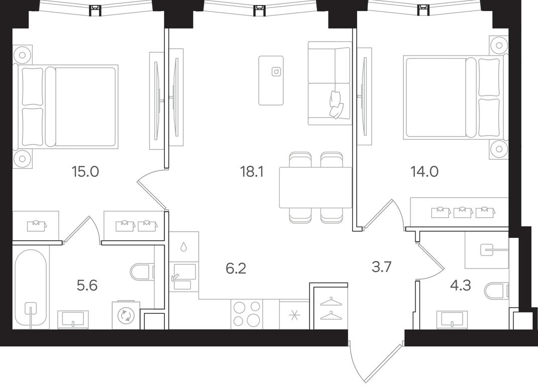 2-BD Apartment Sale, 66.9 sq. m. at Mangazeya na Tulskoy, Bolshaya Tulskaya Street, Moscow, Russia #1 2-BD Apartment Sale, 66.9 sq. m. at Mangazeya na Tulskoy, Bolshaya Tulskaya Street, Moscow, Russia #1