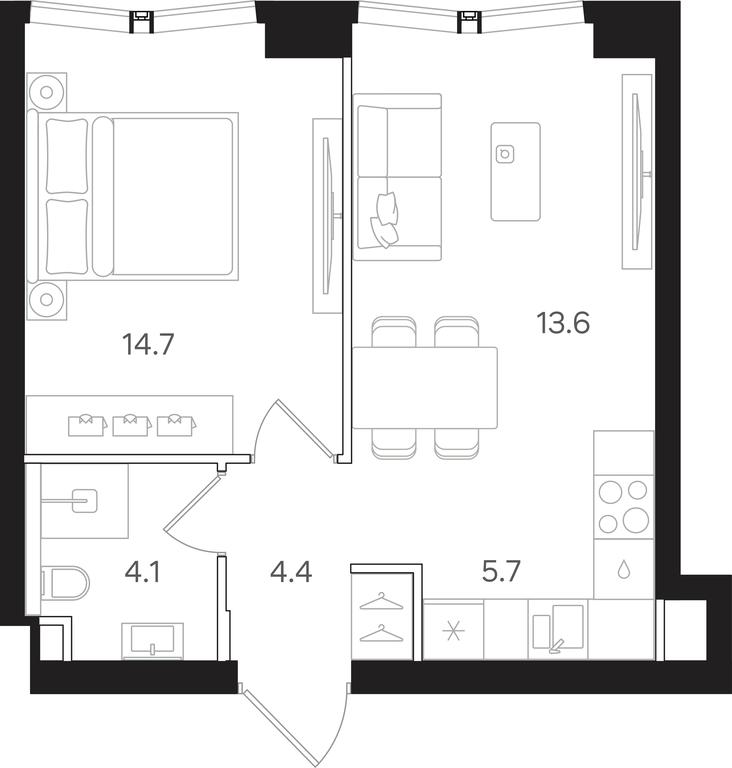 1-BD Apartment Sale, 42.5 sq. m. at Mangazeya na Tulskoy, Bolshaya Tulskaya Street, Moscow, Russia #1