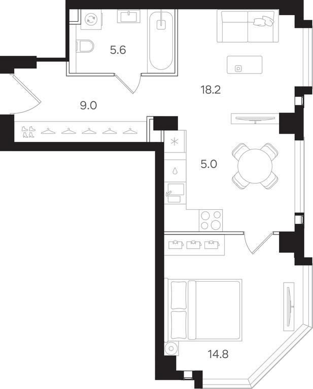 1-BD Apartment Sale, 52.6平方米 at Mangazeya na Tulskoy, Bolshaya Tulskaya Street, Moscow, Russia #1