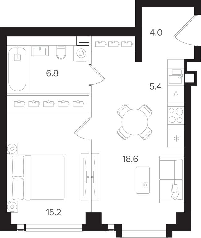 1-BD Apartment Sale, 50 sq. m. at Mangazeya na Tulskoy, Bolshaya Tulskaya Street, Moscow, Russia #1