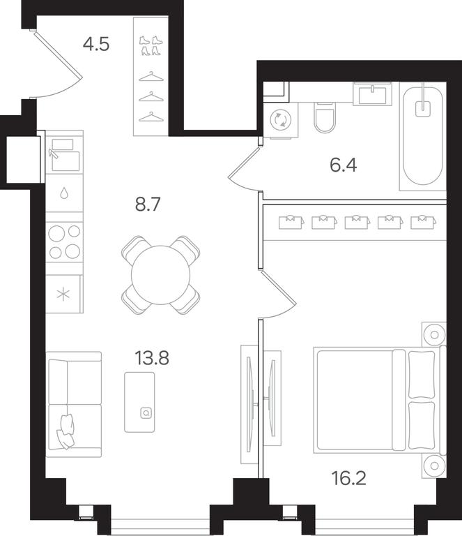 1-BD Apartment Sale, 49.6 sq. m. at Mangazeya na Tulskoy, Bolshaya Tulskaya Street, Moscow, Russia #1