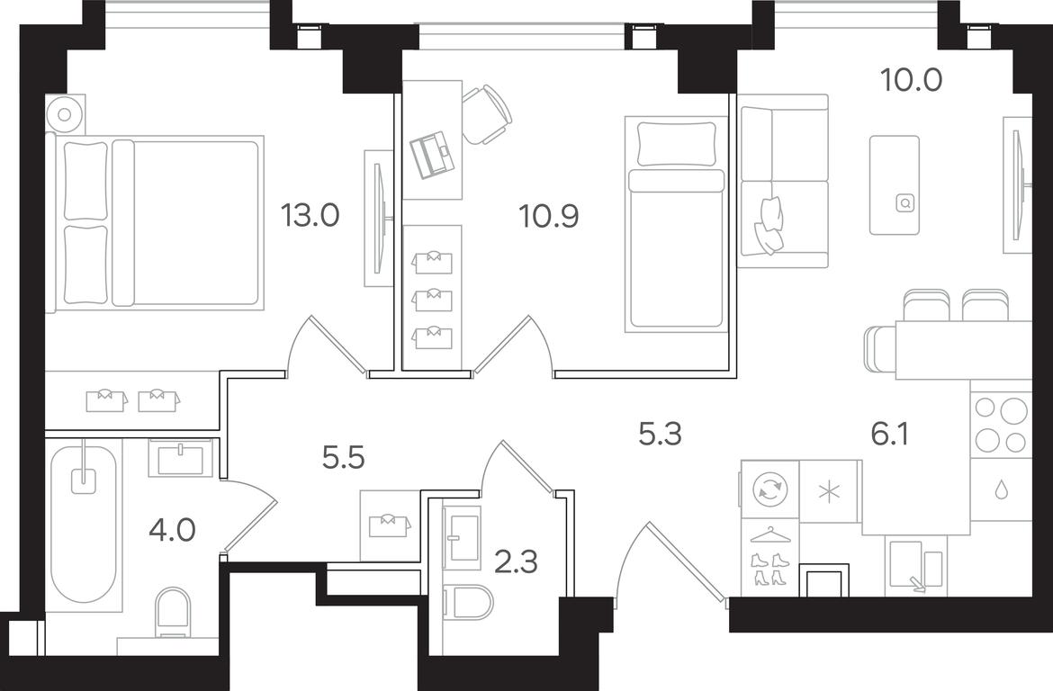 2-BD Apartment Sale, 57.1平方米 at Mangazeya na Tulskoy, Bolshaya Tulskaya Street, Moscow, Russia #1 2-BD Apartment Sale, 57.1平方米 at Mangazeya na Tulskoy, Bolshaya Tulskaya Street, Moscow, Russia #1