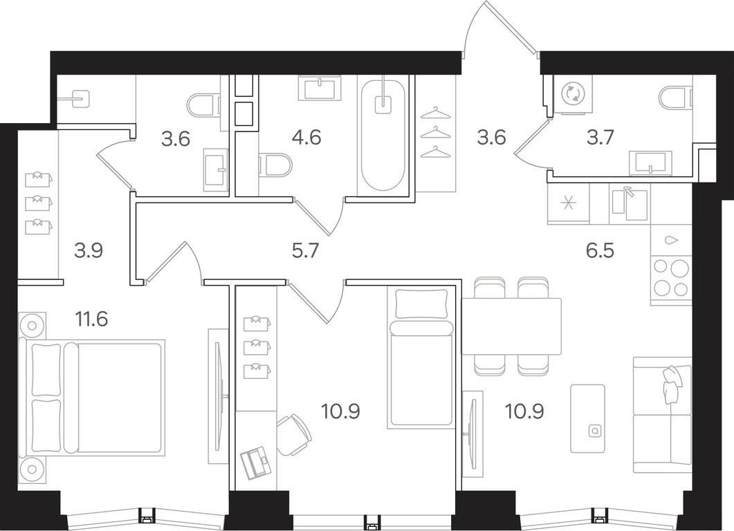2-BD Apartment Sale, 65 sq. m. at Mangazeya na Tulskoy, Bolshaya Tulskaya Street, Moscow, Russia #1