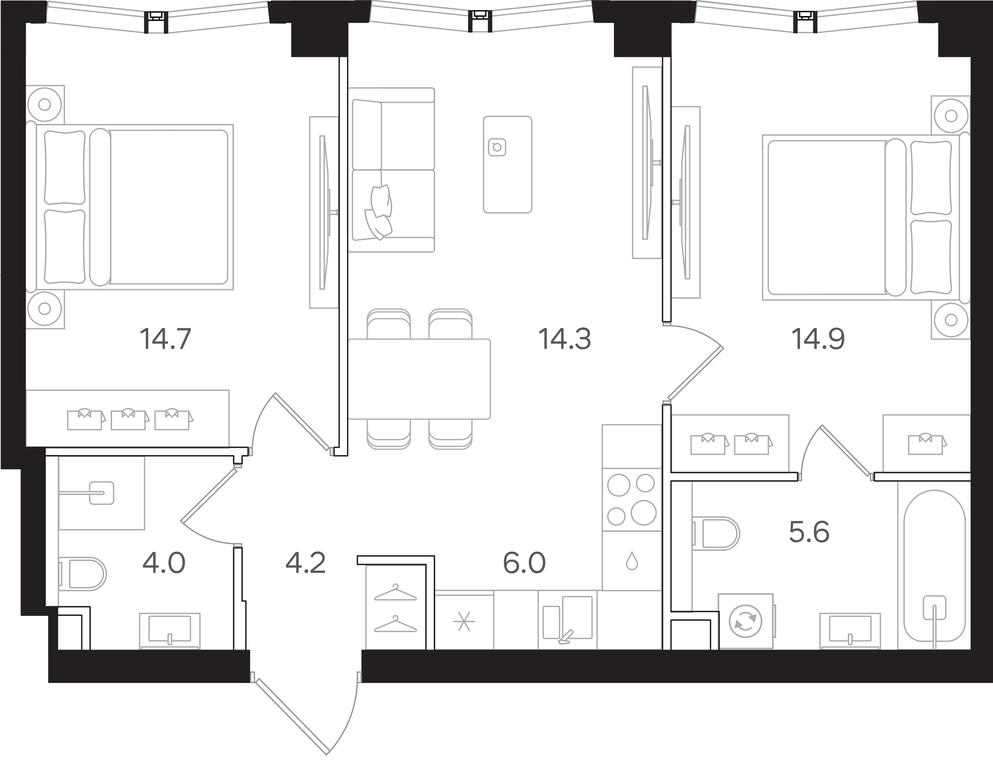 2-BD Apartment Sale, 63.7 sq. m. at Mangazeya na Tulskoy, Bolshaya Tulskaya Street, Moscow, Russia #1