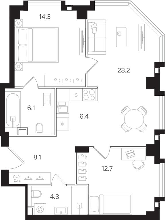 2-BD Apartment Sale, 75.1 sq. m. at Mangazeya na Tulskoy, Bolshaya Tulskaya Street, Moscow, Russia #1