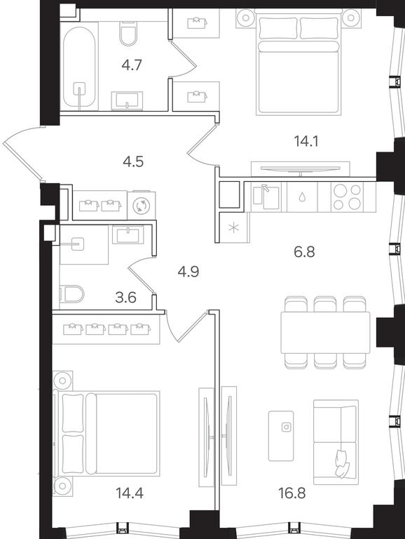 2-BD Apartment Sale, 69.8 sq. m. at Mangazeya na Tulskoy, Bolshaya Tulskaya Street, Moscow, Russia #1 2-BD Apartment Sale, 69.8 sq. m. at Mangazeya na Tulskoy, Bolshaya Tulskaya Street, Moscow, Russia #1