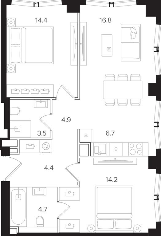 2-BD Apartment Sale, 69.6 sq. m. at Mangazeya na Tulskoy, Bolshaya Tulskaya Street, Moscow, Russia #1 2-BD Apartment Sale, 69.6 sq. m. at Mangazeya na Tulskoy, Bolshaya Tulskaya Street, Moscow, Russia #1