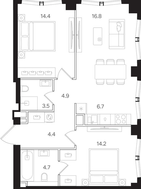 2-BD Apartment Sale, 69.6 sq. m. at Mangazeya na Tulskoy, Bolshaya Tulskaya Street, Moscow, Russia #1