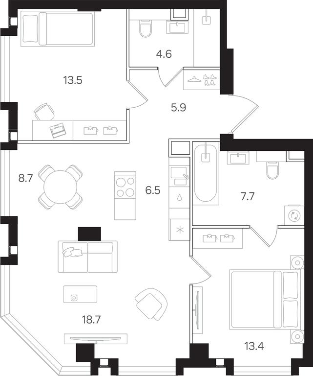 2-BD Apartment Sale, 79平方米 at Mangazeya na Tulskoy, Bolshaya Tulskaya Street, Moscow, Russia #1 2-BD Apartment Sale, 79平方米 at Mangazeya na Tulskoy, Bolshaya Tulskaya Street, Moscow, Russia #1