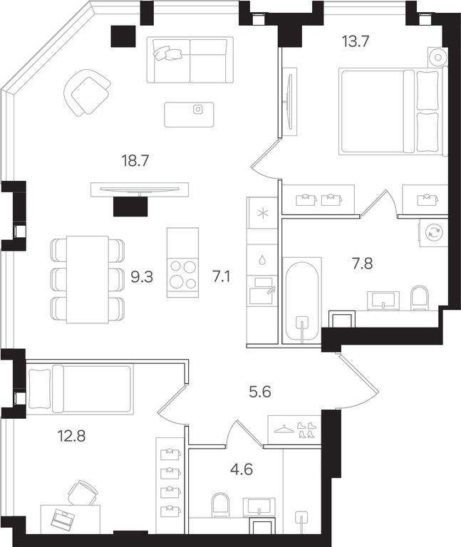 2-BD Apartment Sale, 79.6 sq. m. at Mangazeya na Tulskoy, Bolshaya Tulskaya Street, Moscow, Russia #1