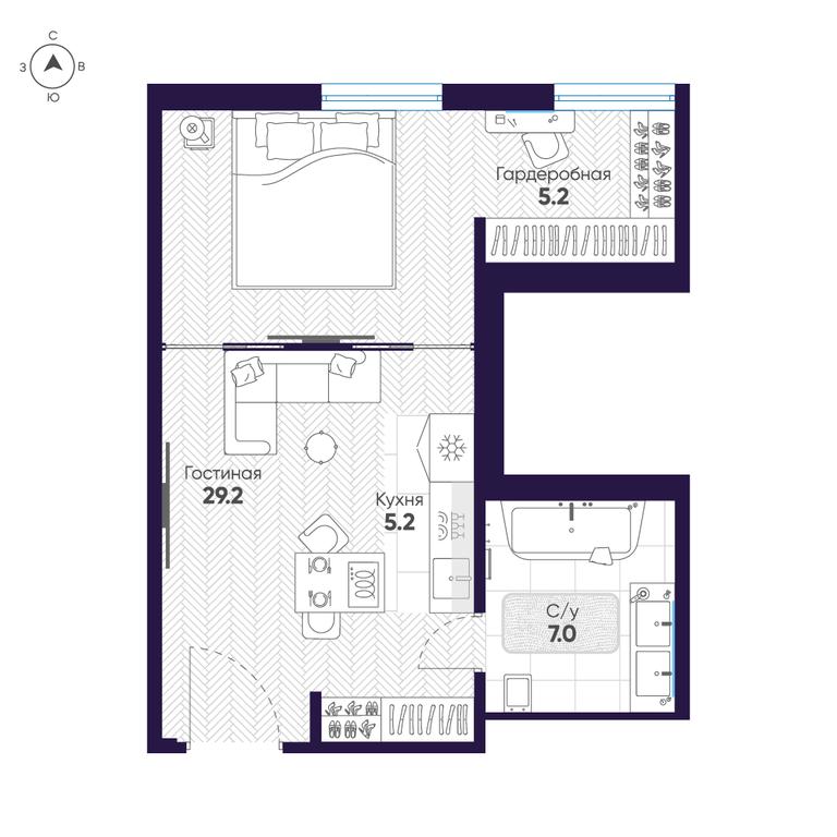 1-BD Apartment Sale, 46.6平方米 at Cosmos Selection Arbat Apartments, Noviy Arbat Street, 2, Moscow, Russia #2