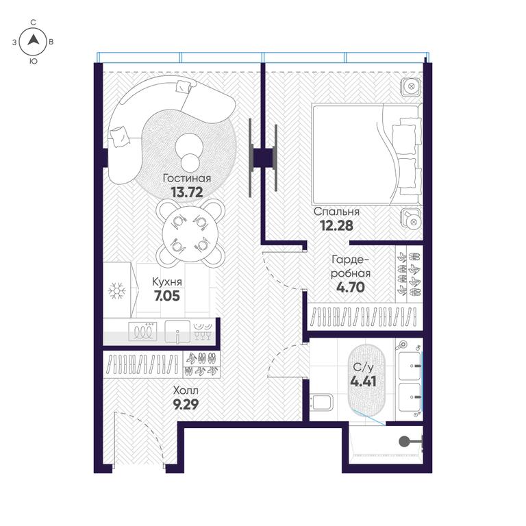 1-BD Apartment Sale, 51.8平方米 at Cosmos Selection Arbat Apartments, Noviy Arbat Street, 2, Moscow, Russia #1