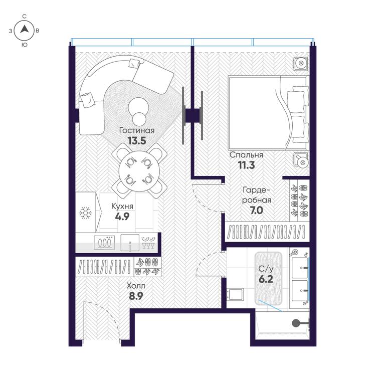 1-BD Apartment Sale, 51.8平方米 at Cosmos Selection Arbat Apartments, Noviy Arbat Street, 2, Moscow, Russia #2
