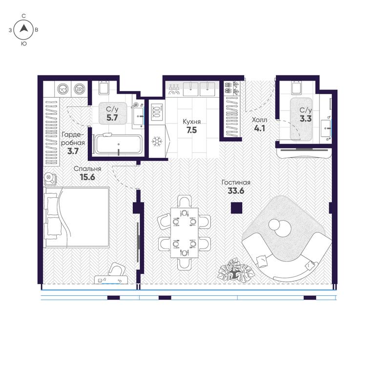 2-BD Apartment Sale, 73.5平方米 at Cosmos Selection Arbat Apartments, Noviy Arbat Street, 2, Moscow, Russia #2