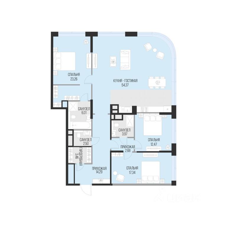 3-BD Apartment Sale, 140.35平方米 at Dom po ul. Sadovnicheskaya, Sadovnicheskaya Street, Moscow, Russia #1