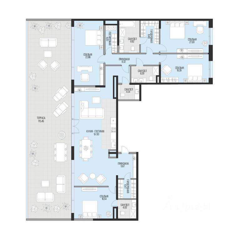 3-BD Apartment Sale, 224.76平方米 at Dom po ul. Sadovnicheskaya, Sadovnicheskaya Street, Moscow, Russia #1