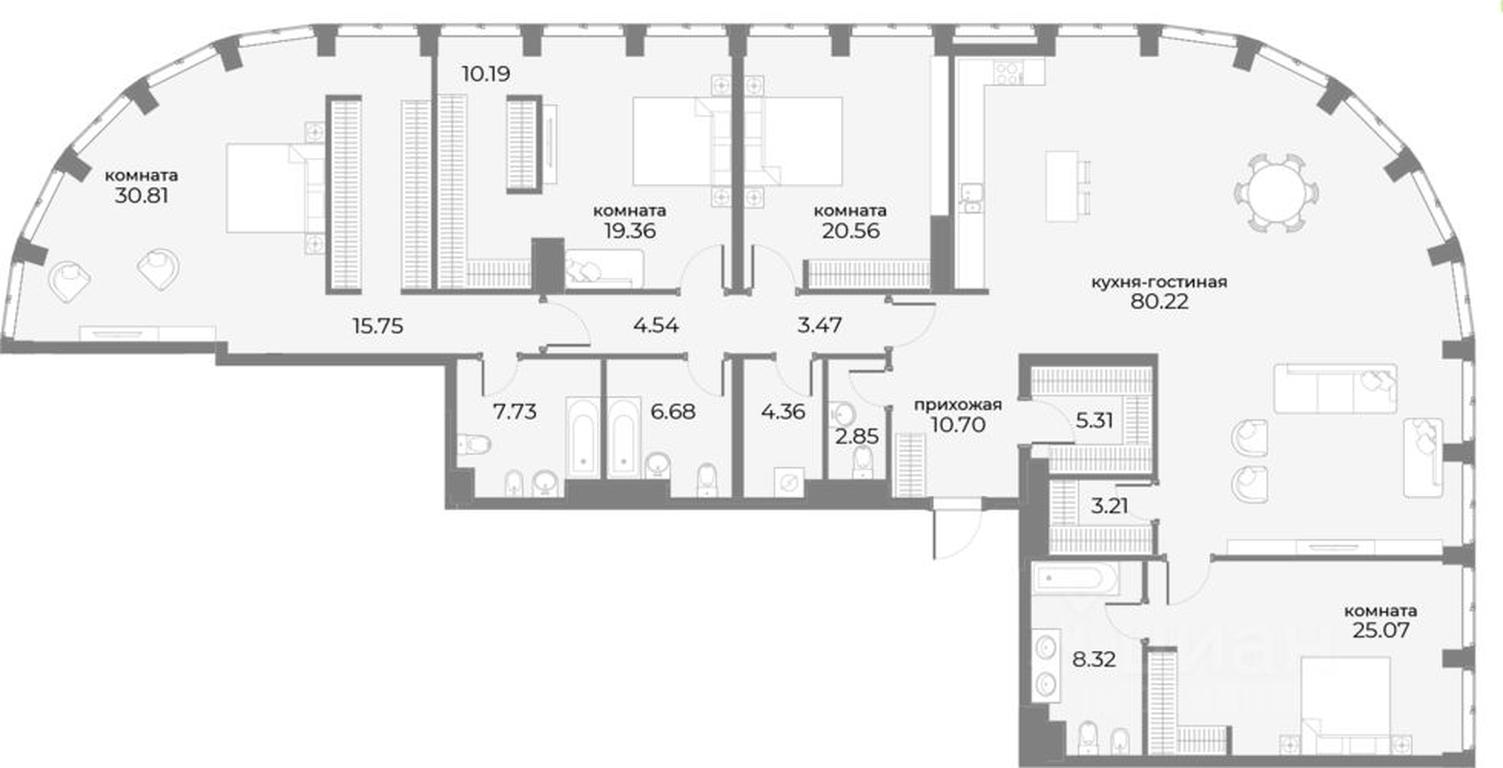 3-BD Apartment Sale, 265.8 sq. m. at SkyView, Druzhinnikovskaya Street, 15, Moscow, Russia #1