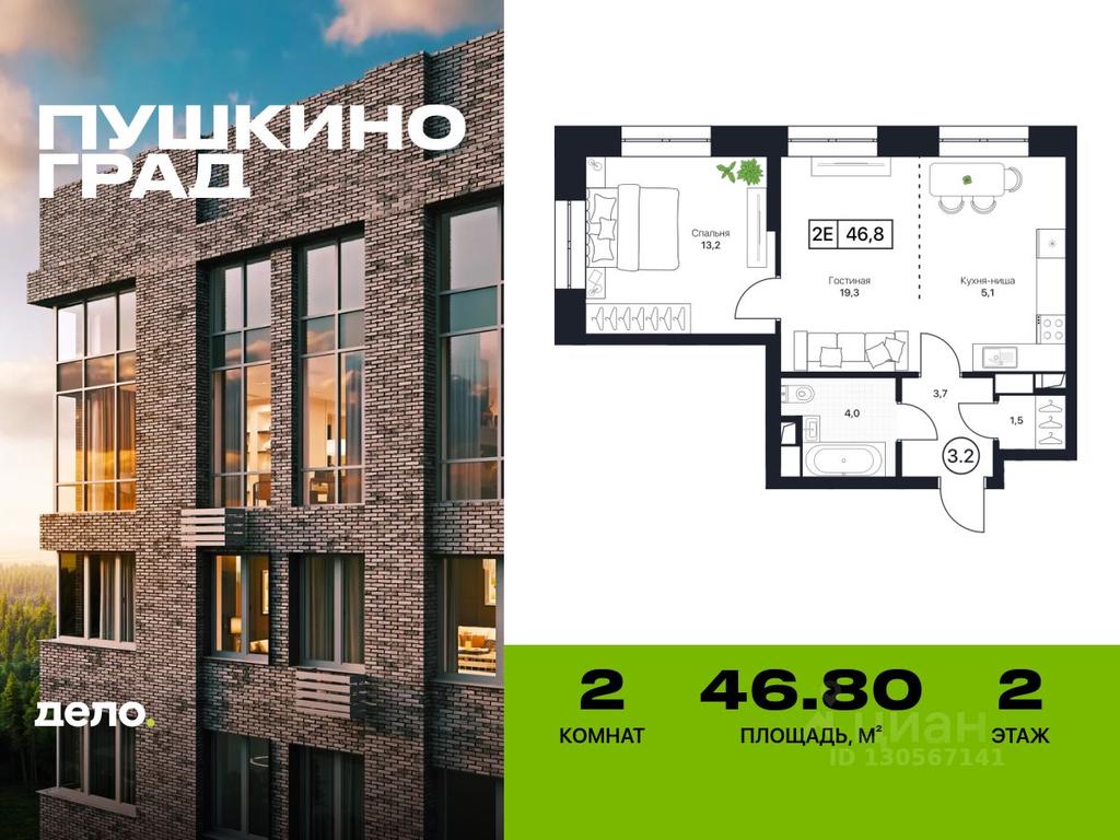 Продажа 1-комн. квартиры, 46,8 м² в ЖК «Пушкино Град», Полевая улица, село Братовщина, городской округ Пушкинский, Московская область, Россия #1 Продажа 1-комн. квартиры, 46,8 м² в ЖК «Пушкино Град», Полевая улица, село Братовщина, городской округ Пушкинский, Московская область, Россия #1