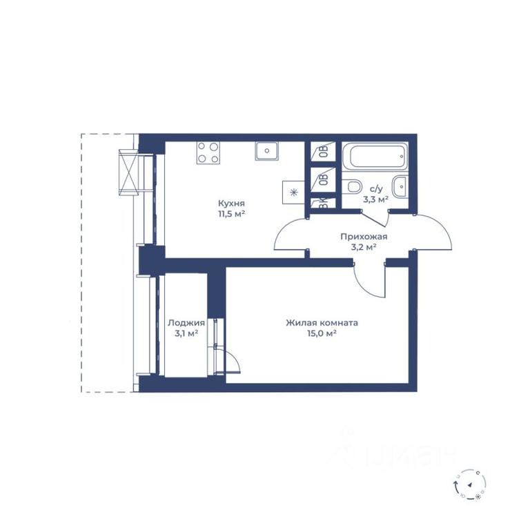 Apartment Sale, 34.6 sq. m. at Tsvetochny gorod, Magistralnaya ulitsa, Mytischi, Moscow Region, Russia #1