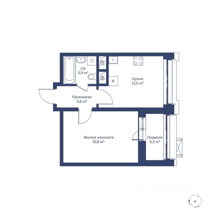 Apartment Sale, 37.5 sq. m. at Tsvetochny gorod, Magistralnaya ulitsa, Mytischi, Moscow Region, Russia #1