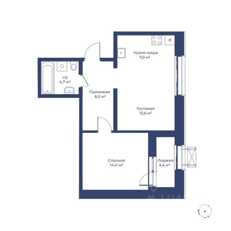 1-BD Apartment Sale, 49 sq. m. at Tsvetochny gorod, Magistralnaya ulitsa, Mytischi, Moscow Region, Russia #1
