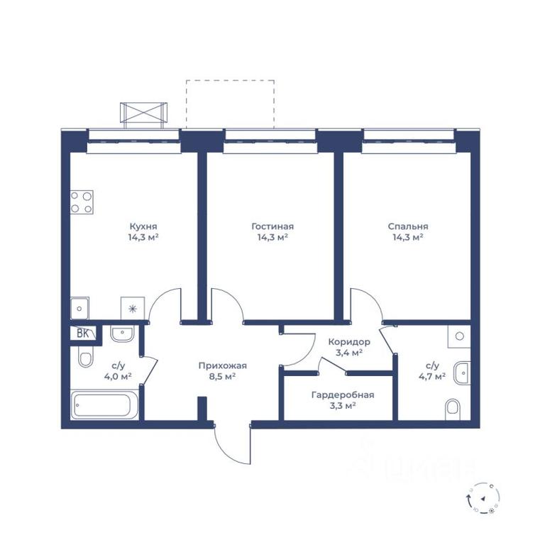 1-BD Apartment Sale, 66.8 sq. m. at Tsvetochny gorod, Magistralnaya ulitsa, Mytischi, Moscow Region, Russia #1