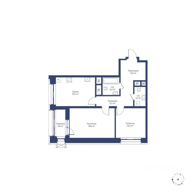1-BD Apartment Sale, 70.7平方米 at Tsvetochny gorod, Magistralnaya ulitsa, Mytischi, Moscow Region, Russia #1
