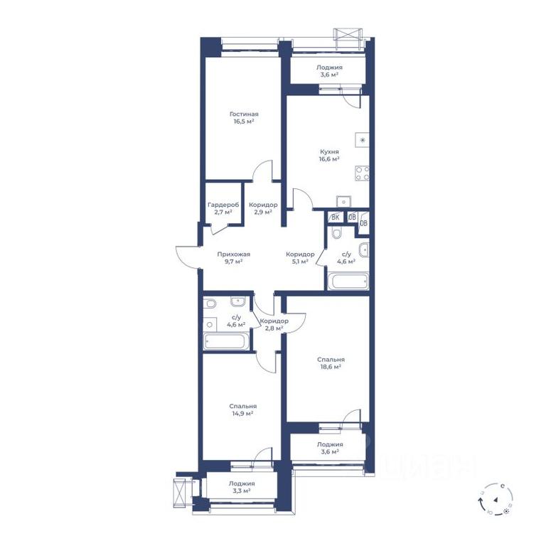 2-BD Apartment Sale, 104.2 sq. m. at Tsvetochny gorod, Magistralnaya ulitsa, Mytischi, Moscow Region, Russia #1
