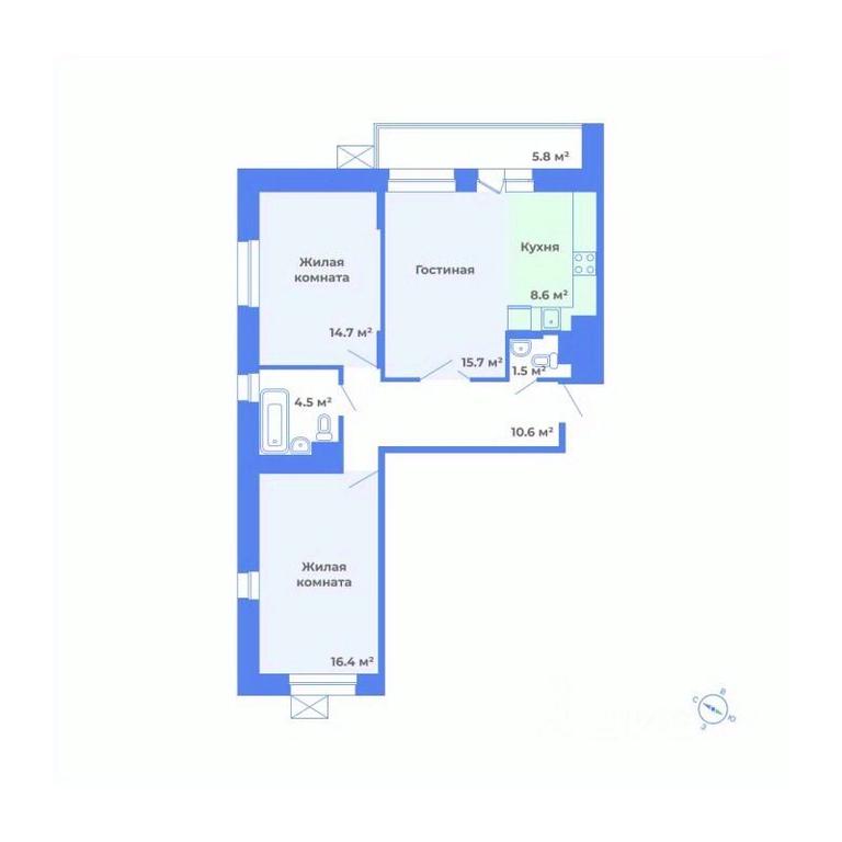 2-BD Apartment Sale, 74.9平方米 at Tsvetochny gorod, Magistralnaya ulitsa, Mytischi, Moscow Region, Russia #1 2-BD Apartment Sale, 74.9平方米 at Tsvetochny gorod, Magistralnaya ulitsa, Mytischi, Moscow Region, Russia #1
