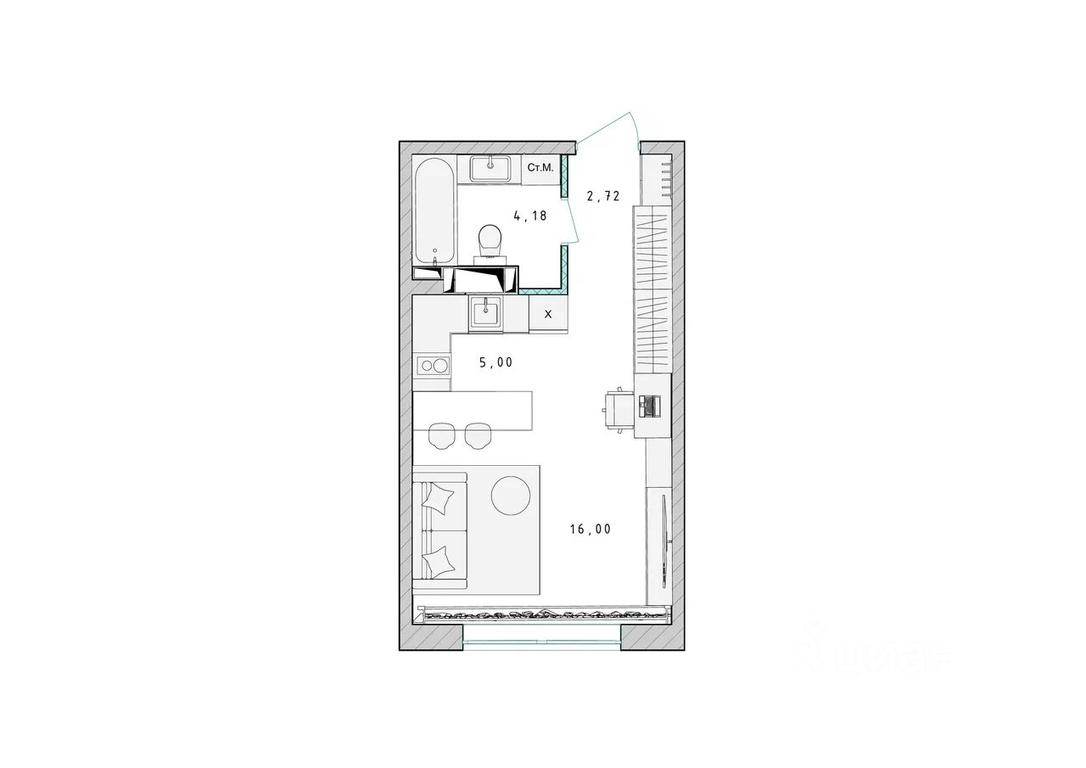 Apartment Sale, 27.9 sq. m. at Serebro, Yaroslavskoye shosse, Pushkino, Moscow Region, Russia #1