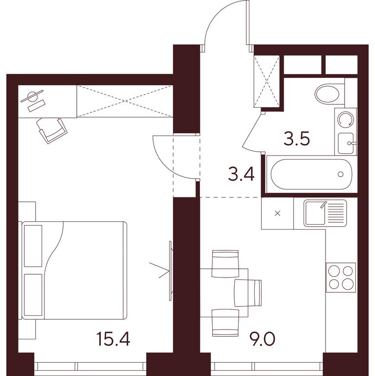 1-BD Apartment Sale, 31.3 sq. m. at INDY TOWERS (Indi Tauerz), Kuusinen Street, Moscow, Russia #1